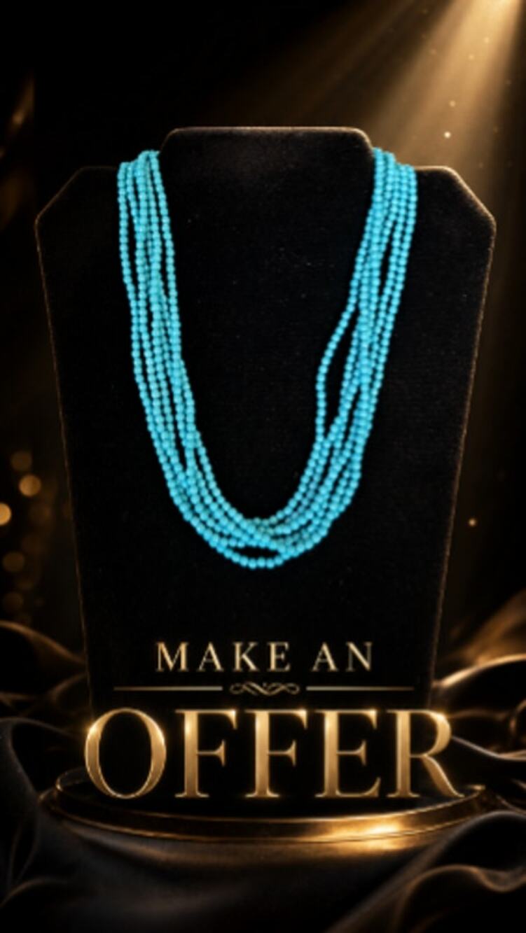 VTG Multi Strand Turquoise Bead Layered Statement Necklace Boho Style LN